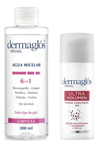 Kit Facial Dermaglós Rutina De Día Ultra Volumen 0