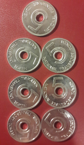 Fichas 7 Extranjeras Transporte Aluminio Token, Ne096 1