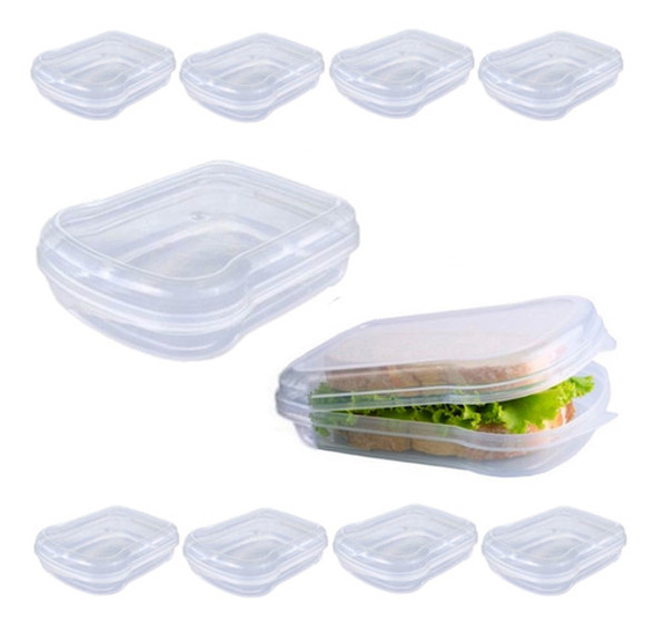 Kit Com 10 Potes Guarda Lanche P/ Viagem Escola Sanduicheira 0