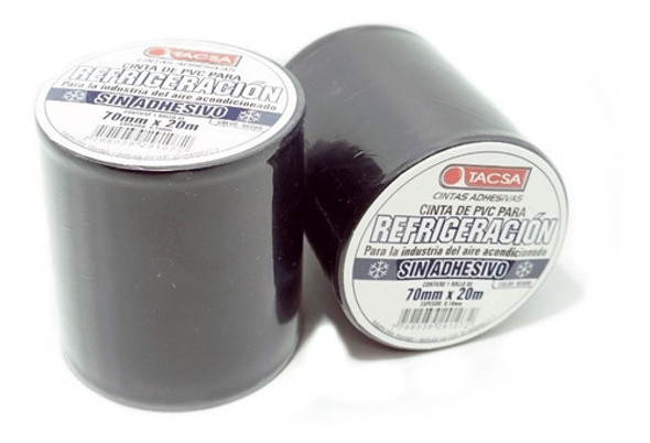 Cinta Tacsa Negra Sin Adhesivo 20m X 70mm Para Refrigeración 1