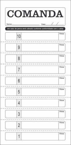 500 Comanda 50x2 Papel Copiativo P/ Restaurante, Bar Etc 0