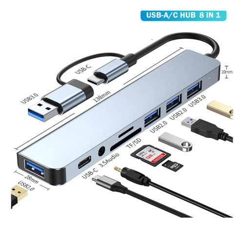 Cabo Hub Adaptador Usb 3.0 Tipo C  X Usb Hdmi 4k Tipo C 0
