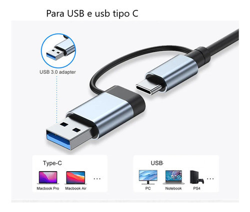 Cabo Hub Adaptador Usb 3.0 Tipo C  X Usb Hdmi 4k Tipo C 1