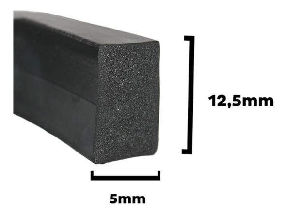 Perfil De Borracha Esponjoso Vedação Macio 12,5x5mm - 100m 1