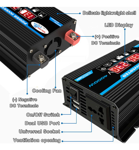Inversor Modificado Dc Usb High 12v 4000w 220v Frequência Du 1
