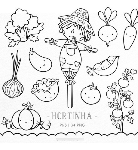 Kit Imagenes Png Cliparts Verduras Huerta Colorear Ni28 0