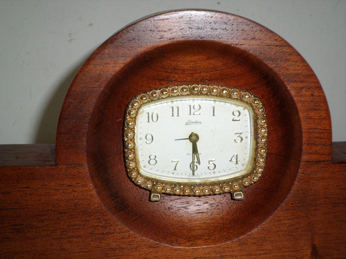 Antiguo Reloj Aleman Linden Montado En Porta Reloj De Madera 0