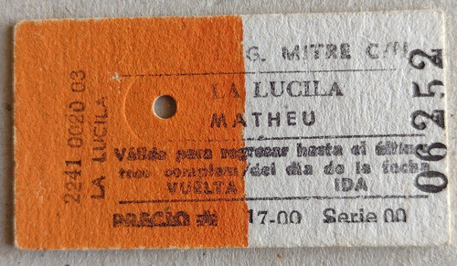 Boleto De Tren De Estación La Lucila A Estación Matheu 0