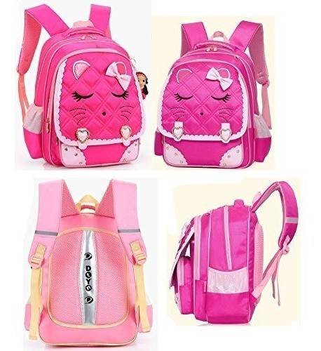 Efree Cute Cat Face Bow Diamond Bling Impermeable Rosa Schoo 1