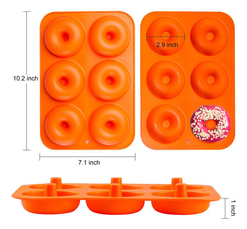 Molde Para Horno X3 Silicona Antiadherente Donut De 7,6 Cm 1