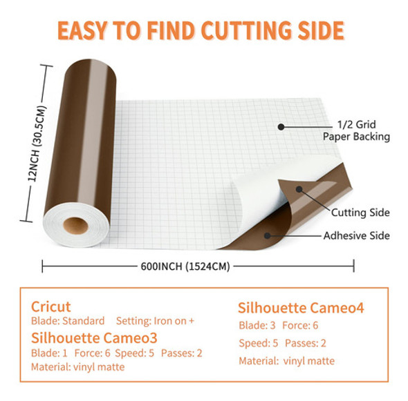 Rollo Vinilo Adhesivo Para Impresoras Cricut Marron 30cmx15m 1