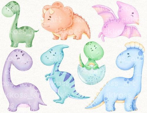 Kit Imagenes Png Cliparts Dinosaurios Acuarela Ek04 1