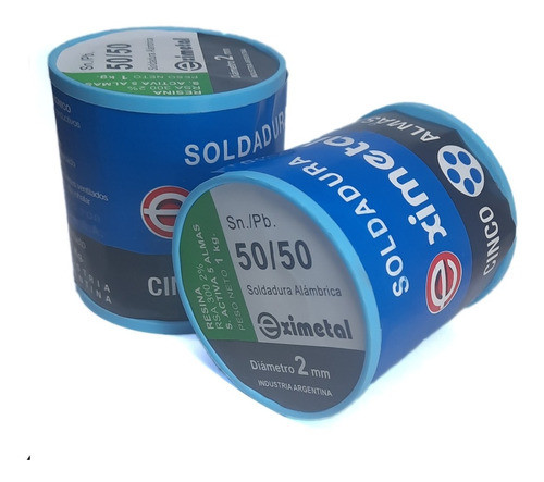 Estaño Eximetal Soldadura 2mm 50/50 Con Resina 1 Kg 0