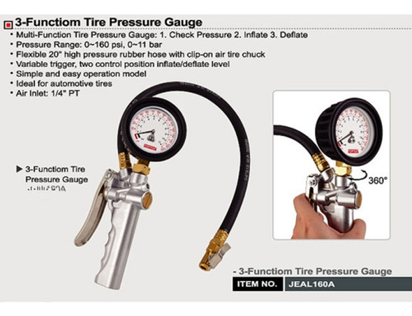 Medidor De Presión Aire Neumáticos Inflador 0-160psi O 0-11b 1