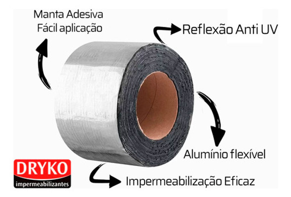 Manta Adesiva Asfaltica Aluminizada Fita Vedatudo 15cm X 10m 1