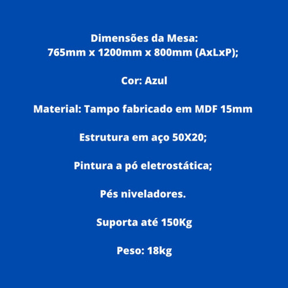 Mesa Gamer Vickers Azul - Borda De 15mm 1
