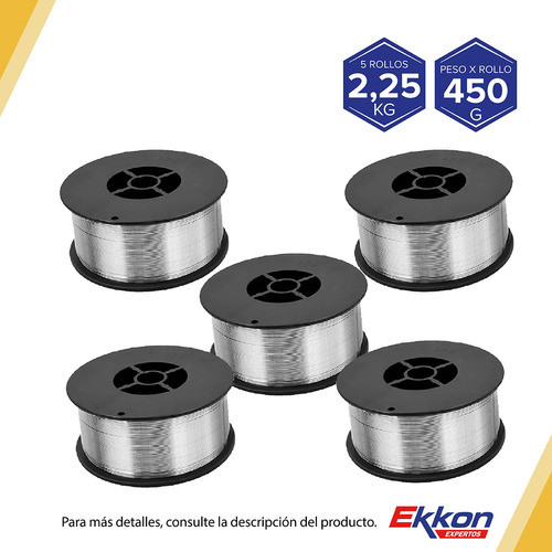 5 Rollos De Alambre Tubular Flux Sin Gas 1.0 Mm X 0.45 Kg 1