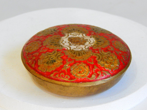Cloisonne De Bronce Chico Esmaltado Rojo 0