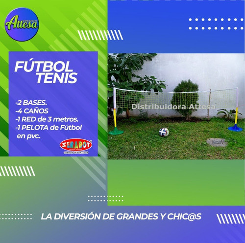 Futbol Tenis 2 Bases 4 Mastiles Red Pelota Serabot 0