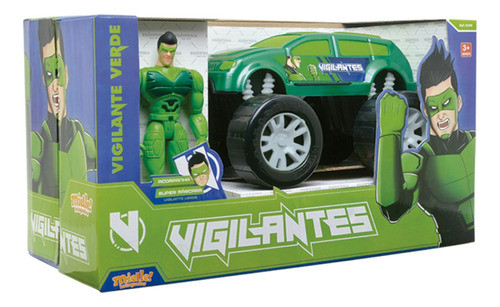 Figura Articulada Con Auto Super Héroes - Vigilante Verde 1