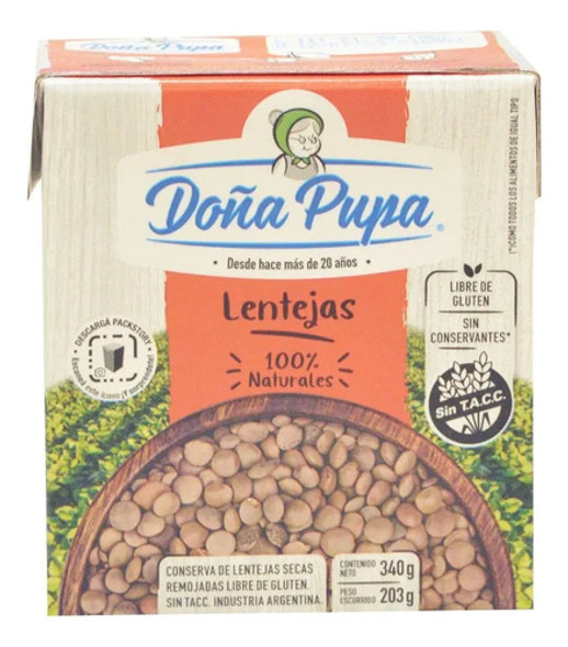 Caja De Lentejas Secas Doña Pupa Tetra 340g Sin Tacc 0