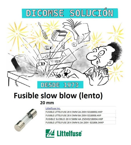 Fusible Lento 8 Amper 20 X 5mm 50v Slow Blo 0218008.hxp 0