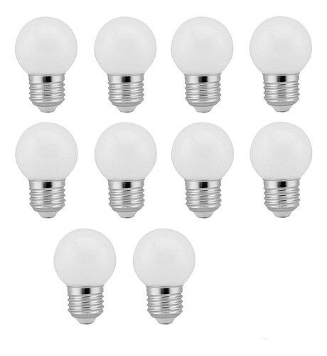 Kit 10 Lâmpadas Bolinha G45 E27 Led 2,5w Branco Quente 220v 0
