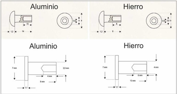 Remache Semitubular Aluminio Hierro X 500 1