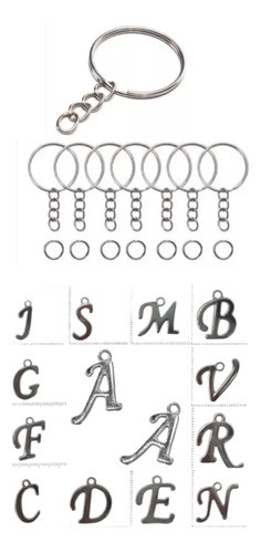 25 Llaveros +inicial Letra Metal 1.5cm Para Armar  Souvenirs 0