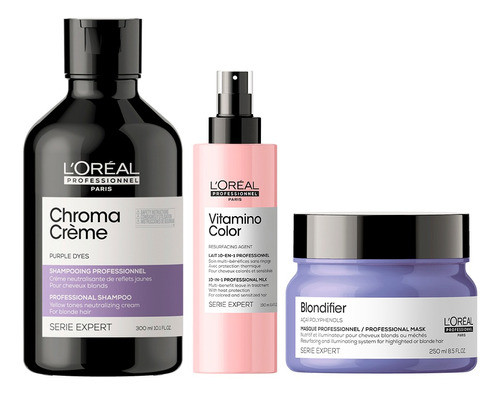Kit Shampoo Chroma Creme + Máscara + Spray Loréal Pro 1