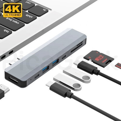 Hub Usb Tipo C 3.1 A Hdmi 4k Usb-c Usb 3.0 Sd Macbook 7 En 1 1