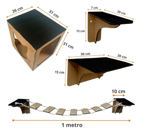 Kit Combo Playground Gatos 9 Pcs Poste Arranhador Rede Cama 1