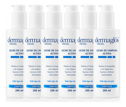 Combo X6 Dermaglos Leche De Limpieza Facial 200 Ml 0