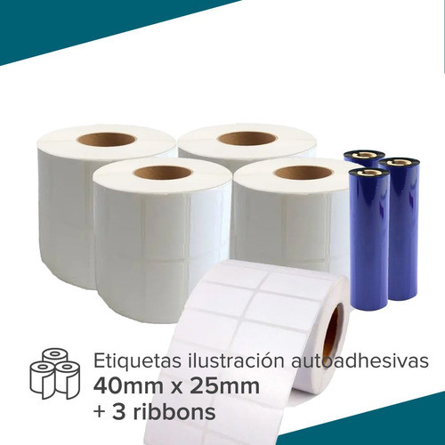 Etiquetas Autodhesiva 40x25 + 3 Ribbons Ideal Ml Full 1