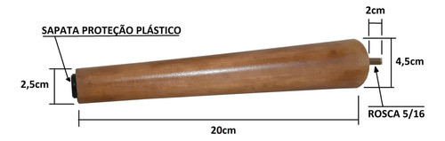 Kit 2 Pé Palito 20cm Sofá Mesa Marrom Escuro 1