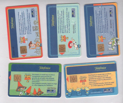 Lote 5 Tarjetas Telefonicas - Serie Toy Story 2 - Año 1999 1