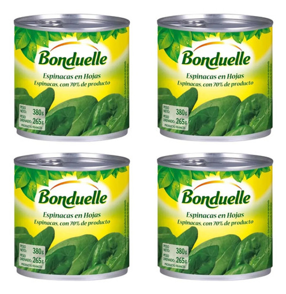 Espinaca En Hojas Bonduelle X380gr X 4 Unidades Francia 0 Espinaca En Hojas Bonduelle X380gr X 4 Unidades Francia 0