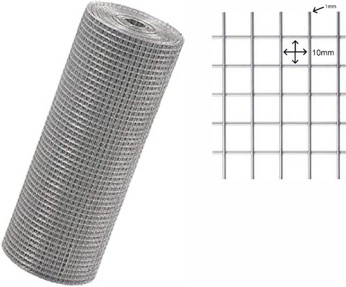 Malla Electrosoldada 10x10mm 1mt 20mts Cerco Metal Rollo 0