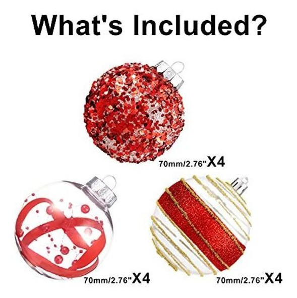 12 Bolas De Navidad Ps Xmasexp - 3 Diseños Rojas 7cm 1