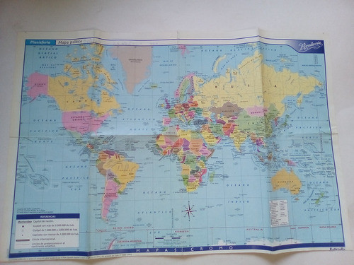 Mapa Político Planisferio Rivadavia Cromos 50 X 35 Cms 0