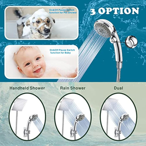 Cabezal De Ducha Con Mano, Alta Presión De 8 1