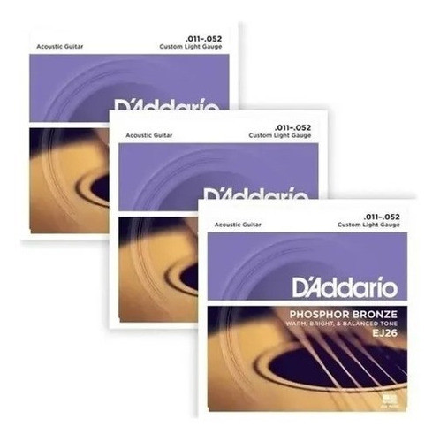 3 Encordado Guitarra Acústica Daddario Strings Ej26 3d 0