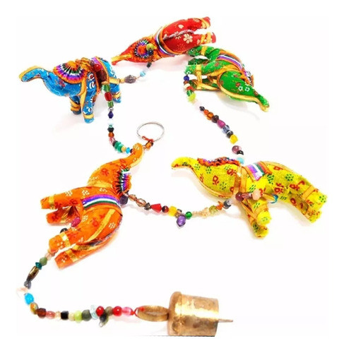 Colgante Tira 5 Elefantes De Tela Hindú 1