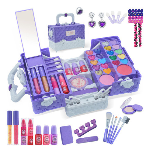 Kit De Maquiagem Amerrly Kids For Girl, Lavável Com Estojo D 0