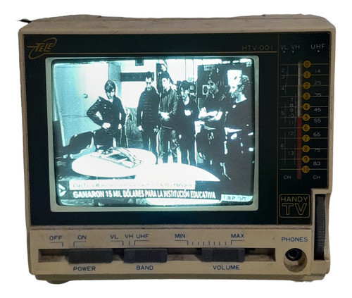 Antiguo Vintage Tv Byn Portatil 9'' Handy Tv 15x15x15cm 0