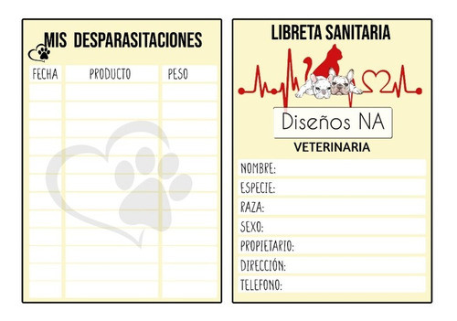 50 Libretas Sanitarias Veterinaria Vacunación 15x10cm 0
