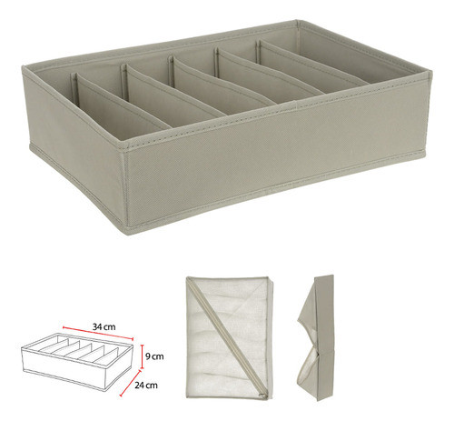 Organizador Tnt Com 6 Compartimentos - Cinza Claro 1