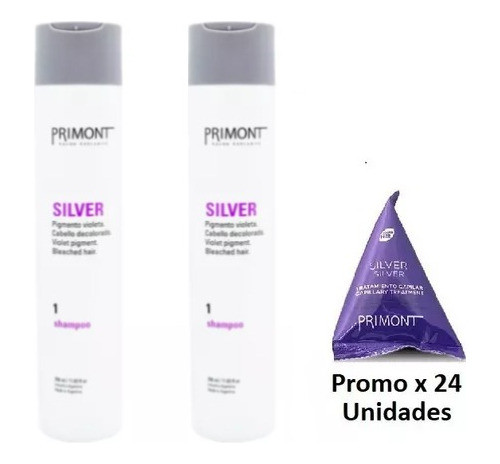 Kit Matizador 2 Shampoo Silver + 24 Tratamiento Silver 0