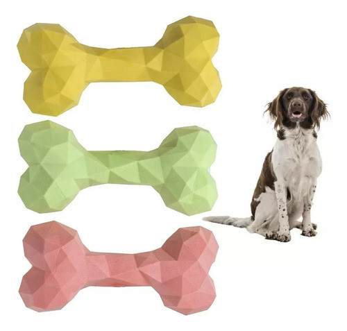 Juguete Forma Hueso De Goma Facetado Para Mascotas Perros 0