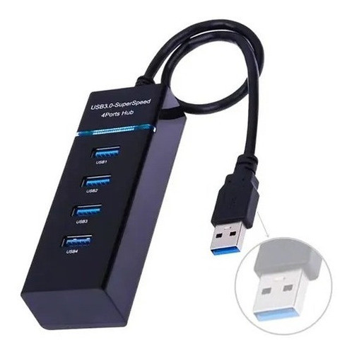Hub Cabo Usb 3.0 Extensão 4 Portas High Speed Hd Pen Drive 0